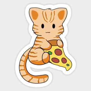 Orange Tabby Cat with Pizza Sticker